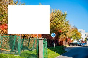Blank white billboard for advertisement on industrial area