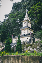 Typical christian tomb of the people of Batak in northern Sumatra in Indonesia, with classical ornaments on the building