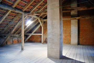 Old empty attic in a home waiting for renovation