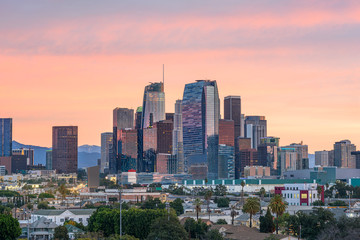 Fototapeta na wymiar Downtown Los Angeles at sunrise