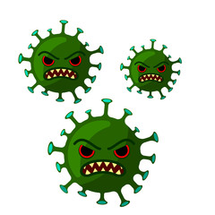 coronavirus with angry facial expression. Isolated on a white background. Vector cartoon flat illustration