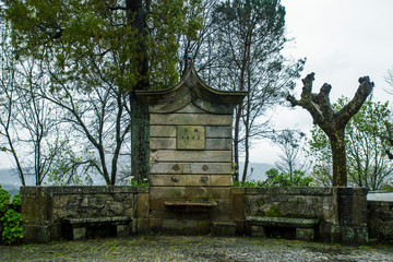 Obraz premium Stone water fountain built in 1882, located in Vila Praia de Ancora, Caminha, Northern Portugal.