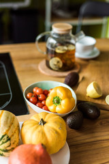 Grow sprouts of micro greens for a healthy salad. Eat right, stick to the concept of a young and modern kitchen. Ecofrendli and superfood. Raw food