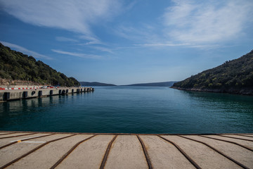 A small ferry port Valbiska on Krk, Croatia, main transfer point from island Krk to Merang on island of Cres.