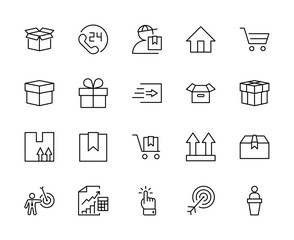 Set of Shipping vector line icon. It contains symbols to box, home and more. Editable Stroke. 32x32 pixels.