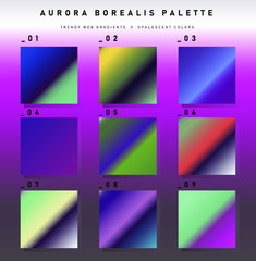 Fototapeta premium Set of trendy chromatic gradient swatches. Holographic gradient collection for web design and art.