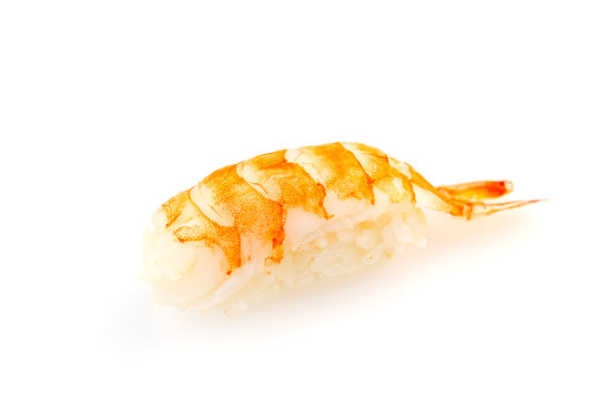 Traditional japanese sushi and nigiri isolated on white background. close up photos