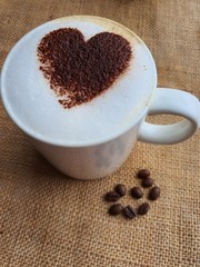 a cup of hot cappucino