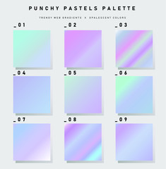Fototapeta premium Set of trendy pastel swatches. Holographic gradient collection for web design and art.