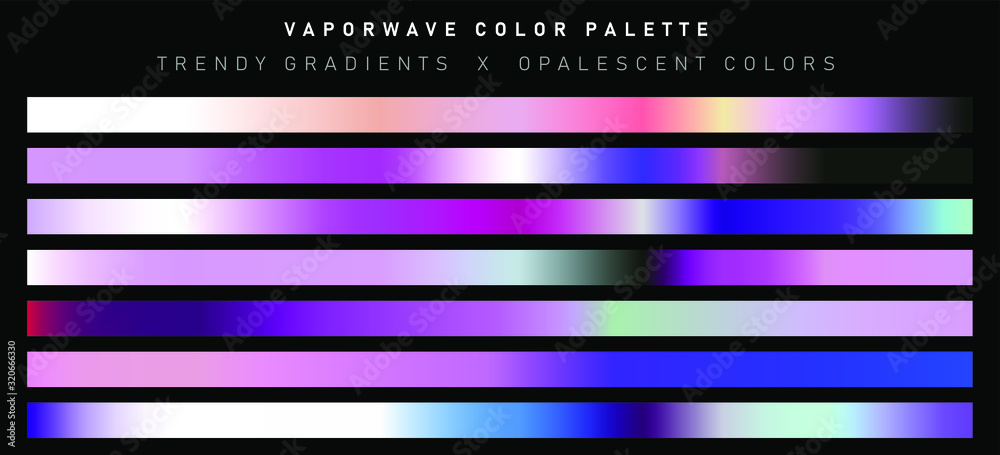 Poster big set of trendy holographic gradient swatches. opalescent neon gradient collection for web design 