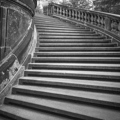 Old Staircase of stone with balaustrade in black and white (b&w)