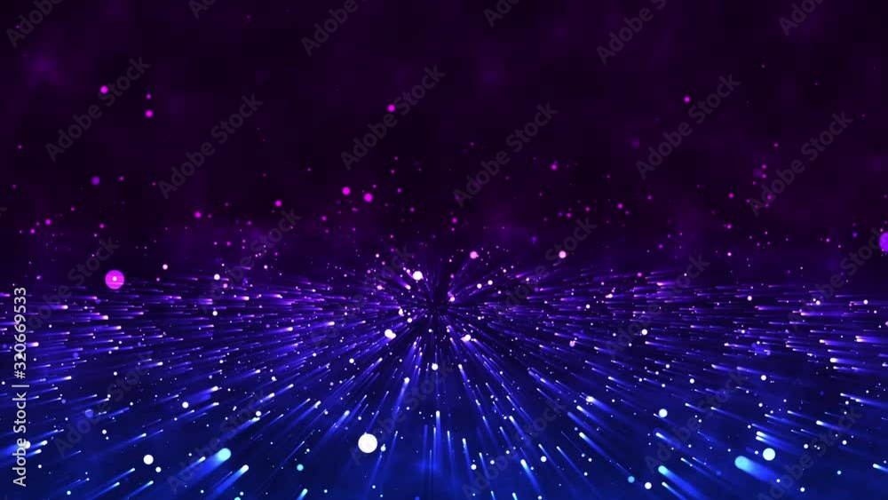Wall mural abstract dynamic shiny dark purple particles background with radial blur and noise effect.