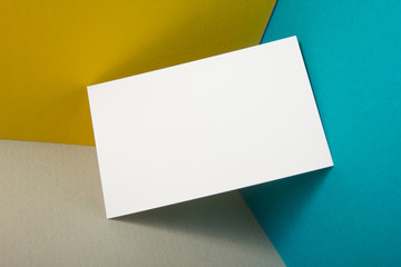 Business cards blank. Mockup on color background. Flat Lay. copy space for text