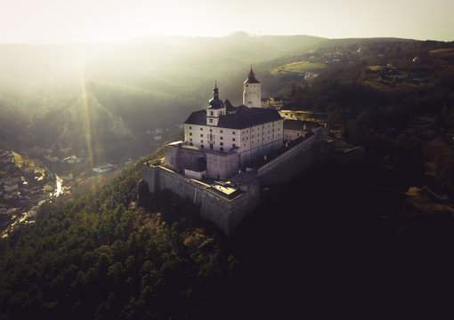 Castle Forchtenstein in Austria Burgenland Aerial View