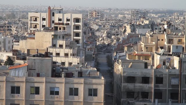 War devastation in Homs centre, Syria