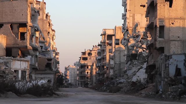 War devastation in Homs centre, Syria