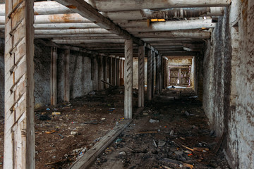 Fototapeta na wymiar Interior of the old abandoned barn
