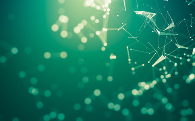 Abstract background. Molecules technology with polygonal shapes, connecting dots and lines. Connection structure. Big data visualization.