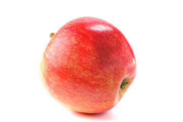 Closeup photo of red apple isolated on white background. Studio macrophoto.