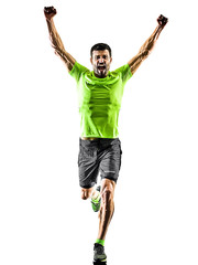 man runner running jogger jogging happy isolated silhouette white background