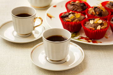  two porcelain cups, coffee for two for lovers