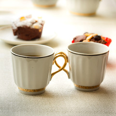  two porcelain cups, coffee for two for lovers