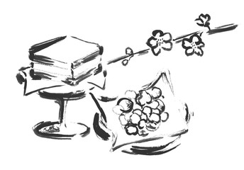 お茶 上がり すし屋 手描き 手書き Wall Mural Wallpaper Murals 詩織