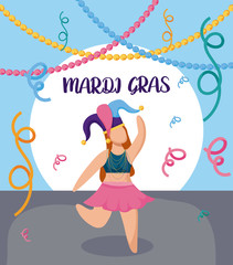 Woman with mardi gras mask vector design