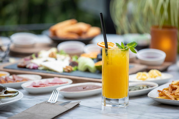 Delicious Traditional Turkish Breakfast with organic foods