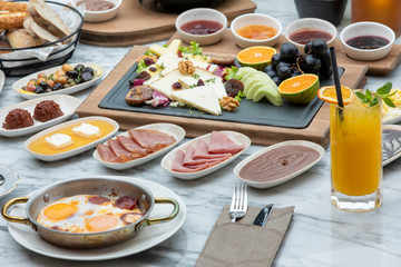 Delicious Traditional Turkish Breakfast with organic foods