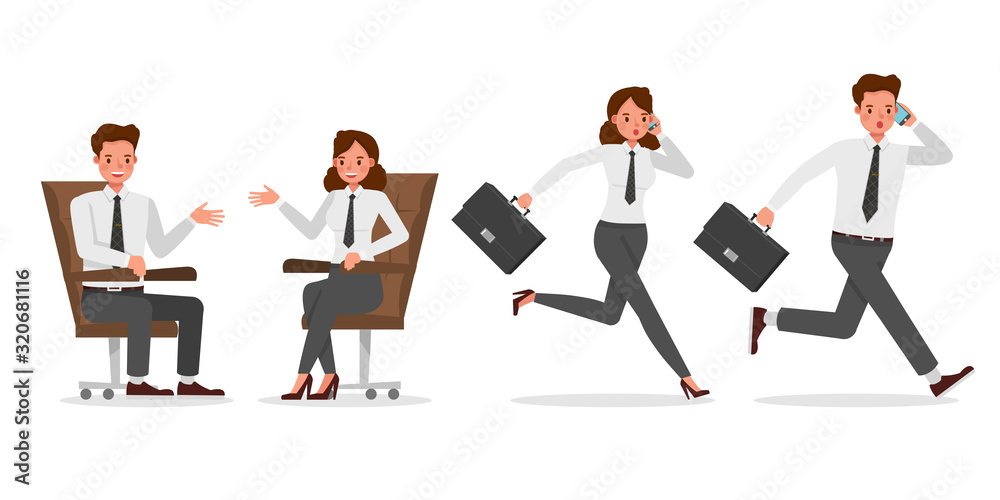 Wall mural business people working in office character vector design. no24