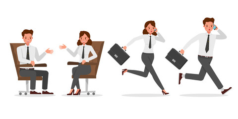 business people working in office character vector design. no24