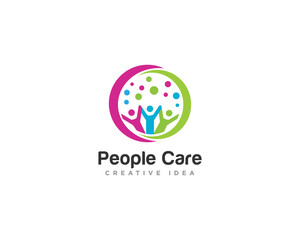 People Care Logo Design Vector