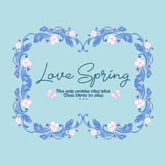 Love spring greeting card design, with leaf and flower modern frame. Vector