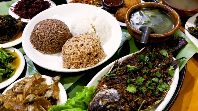 Selection of various Shan style dishes in Myanmar