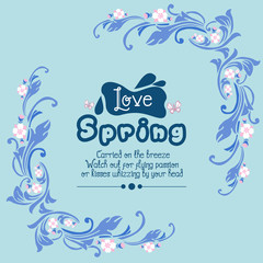 Wallpaper design for love spring card, with elegant leaf and floral frame decoration. Vector