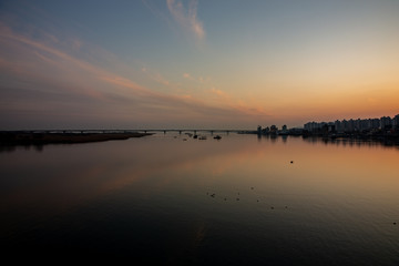 sunset over the lake