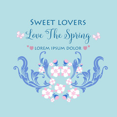 The elegant of leaf and flower frame, for love spring greeting card wallpaper design. Vector