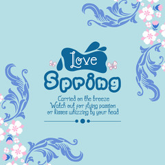Cute decoration of leaf and floral frame, for unique love spring greeting card template design. Vector