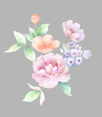 Beautiful watercolor flowers for your design and greeting cards for the holiday