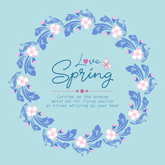 Modern pattern of leaf and flower frame, for antique love spring greeting card wallpaper decor. Vector