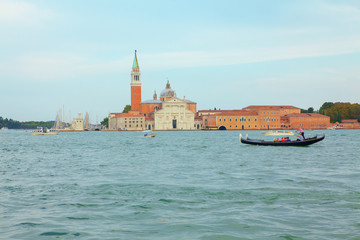 gondola with tourists on Grand Canal 