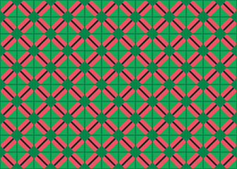 Seamless geometric pattern design illustration. Background texture. In green, black, red colors.
