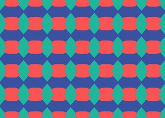 Seamless geometric pattern design illustration. Background texture. In blue, red colors.