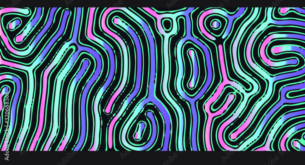 Poster holographic fluid, drops and blobs on dark background. psychedelic spiritual background, concept ill