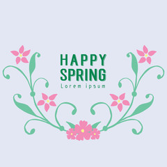 Crowd of leaf and floral frame, for happy spring cards decoration. Vector