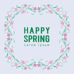 Antique card design, with beautiful leaf and wreath frame, for happy spring greeting card design. Vector