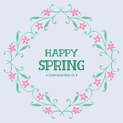 Happy spring invitation card design with elegant leaf and floral frame. Vector