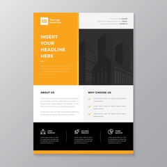 A4 modern elegant business template flayer poster pamphlet brochure with space for photo background in orange, black, grey and white color cmyk ready to print vector editable layer