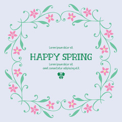 Modern pattern of leaf and floral frame design, for happy spring poster design. Vector
